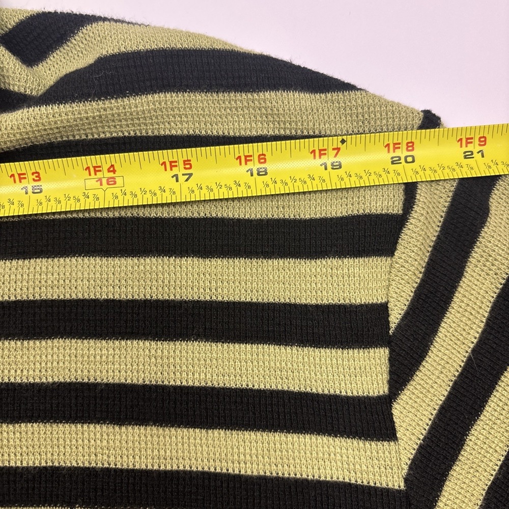 Vtg Polo Ralph Lauren Striped Waffle‎ Knit Shirt Medium Black Khaki Striped Y2K - Picture 6 of 9